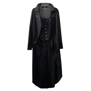 Black Cotton Victorian Goth‎ Steampunk Costume Mens Sz Medium Attached Vest